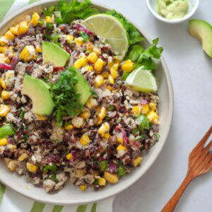 Southwestern Quinoa Salad with Black Beans Corn Avocado and Lime Cilantro Dressing