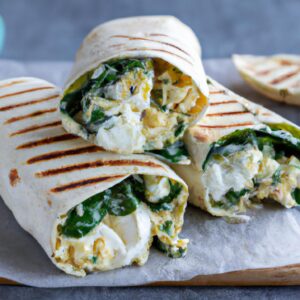 Spinach and Feta Egg White Wrap Healthy Breakfast Recipe