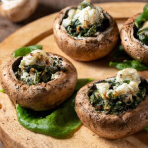 Spinach and Feta Stuffed Mushrooms Healthy Snack Recipe