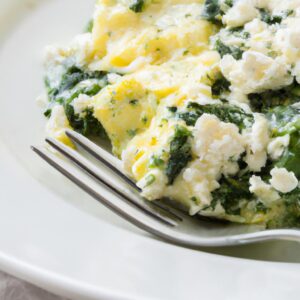 Spinach and Goat Cheese Egg White Scramble Healthy Breakfast Recipe