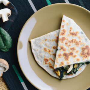 Spinach and Mushroom Breakfast Quesadilla Easy Recipe