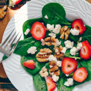 Spinach and Strawberry Salad with Walnuts and Goat Cheese Lunch Recipe