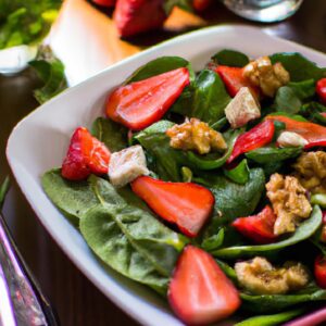 Spinach and Strawberry Salad with Walnuts and Goat Cheese Refreshing Salad Recipe