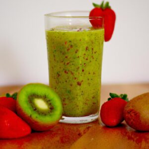 Strawberry Kiwi Green Smoothie Refreshing Beverage Recipe