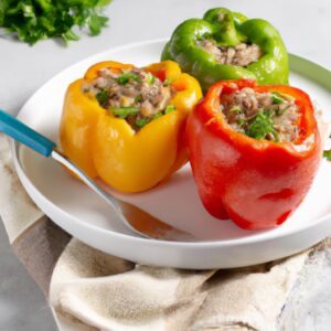 Stuffed Bell Peppers with Ground Turkey and Quinoa Lunch Recipe