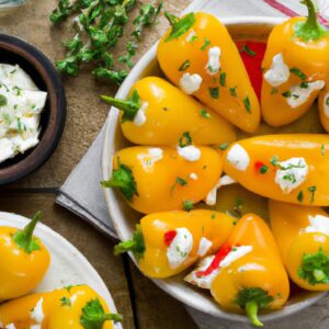 Stuffed Mini Bell Peppers with Cream Cheese and Herbs Snack Recipe