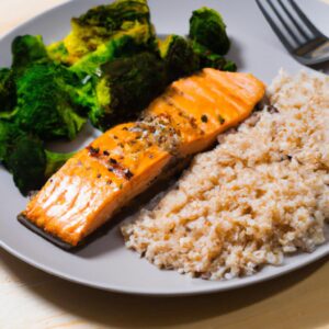 Teriyaki Salmon with Brown Rice and Steamed Broccoli Healthy Main Dish