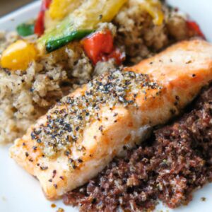 Teriyaki Salmon with Quinoa and Roasted Vegetables Healthy Lunch Recipe