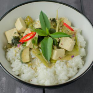 Thai Green Curry with Tofu and Jasmine Rice Vegetarian Recipe