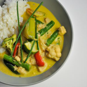 Thai Vegetable Curry with Coconut Milk and Jasmine Rice Lunch Recipe