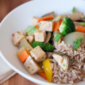 Tofu and Vegetable Stir Fry with Brown Rice Healthy Main Dish