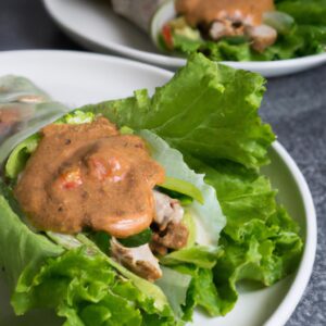 Turkey and Vegetable Lettuce Wraps with Peanut Sauce Lunch Recipe