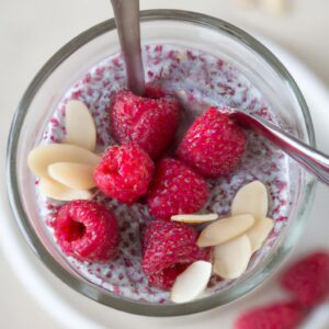 Vanilla Almond Chia Pudding with Raspberry Swirl Healthy Dessert Recipe