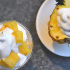 Coconut Mango Nice Cream with Pineapple Topping Dessert Recipe