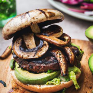 Grilled Portobello Mushroom Burger with Avocado Vegetarian Recipe