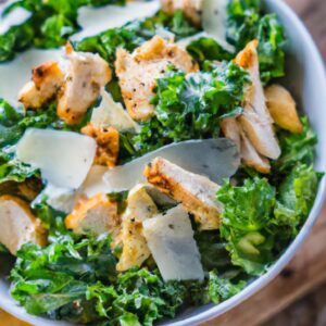 Kale Caesar Salad with Grilled Chicken and Parmesan Crisps Healthy Salad Recipe