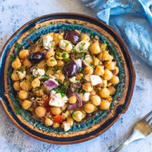 Mediterranean Chickpea Salad with Feta Cheese and Olives Dinner Recipe