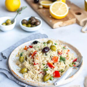 Mediterranean Couscous Salad with Feta and Olives Healthy Lunch Recipe