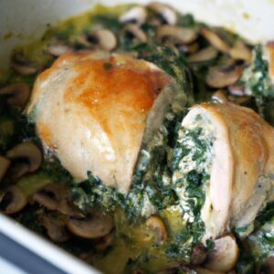 Mushroom and Spinach Stuffed Chicken Breast Dinner Recipe