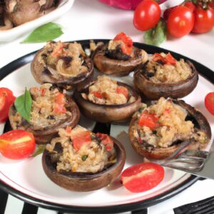 Quinoa Stuffed Portobello Mushrooms with Tomato and Basil Lunch Recipe