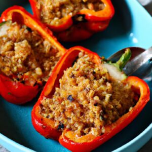 Quinoa and Roasted Vegetable Stuffed Bell Peppers Side Dish Recipe