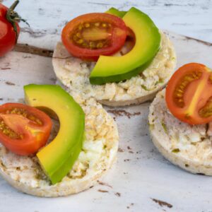 Rice Cakes with Avocado and Tomato Slices Healthy Snack Recipe