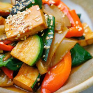 Sesame Ginger Tofu with Stir Fried Vegetables Main Dish Recipe