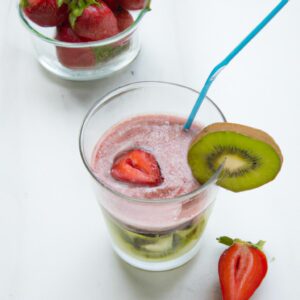 Strawberry Kiwi Coconut Water Smoothie Refreshing Beverage Recipe