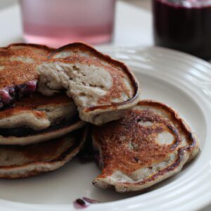 Whole Grain Pancakes with Blueberry Compote Healthy Breakfast Recipe